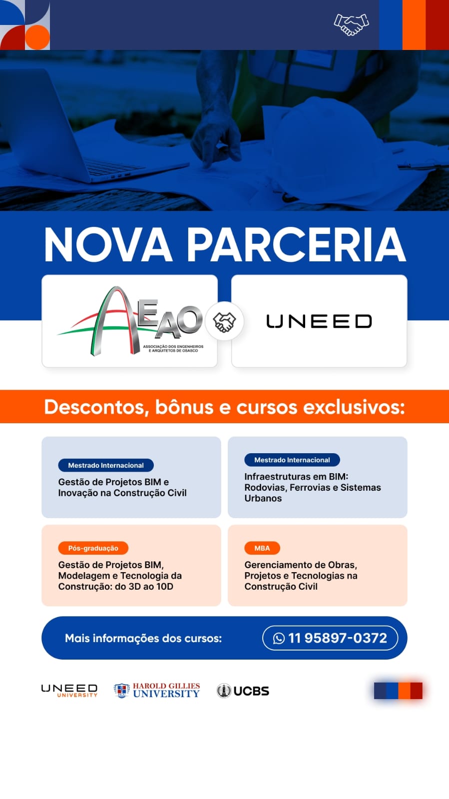 AEAO firma nova parceria com a Uneed University e amplia oportunidades de capacitação para associados